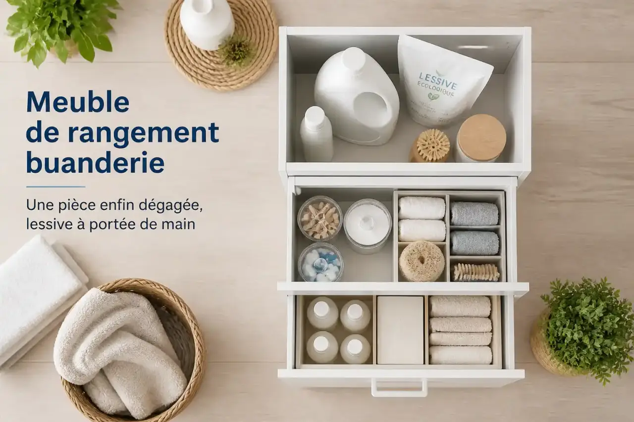 Meuble de rangement buanderie : une pièce enfin dégagée, lessive à portée de main